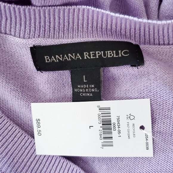 Banana Republic Pullover Crew Sweater L Lilac Purple Lightweight Silk Blend NEW - Picture 3 of 4